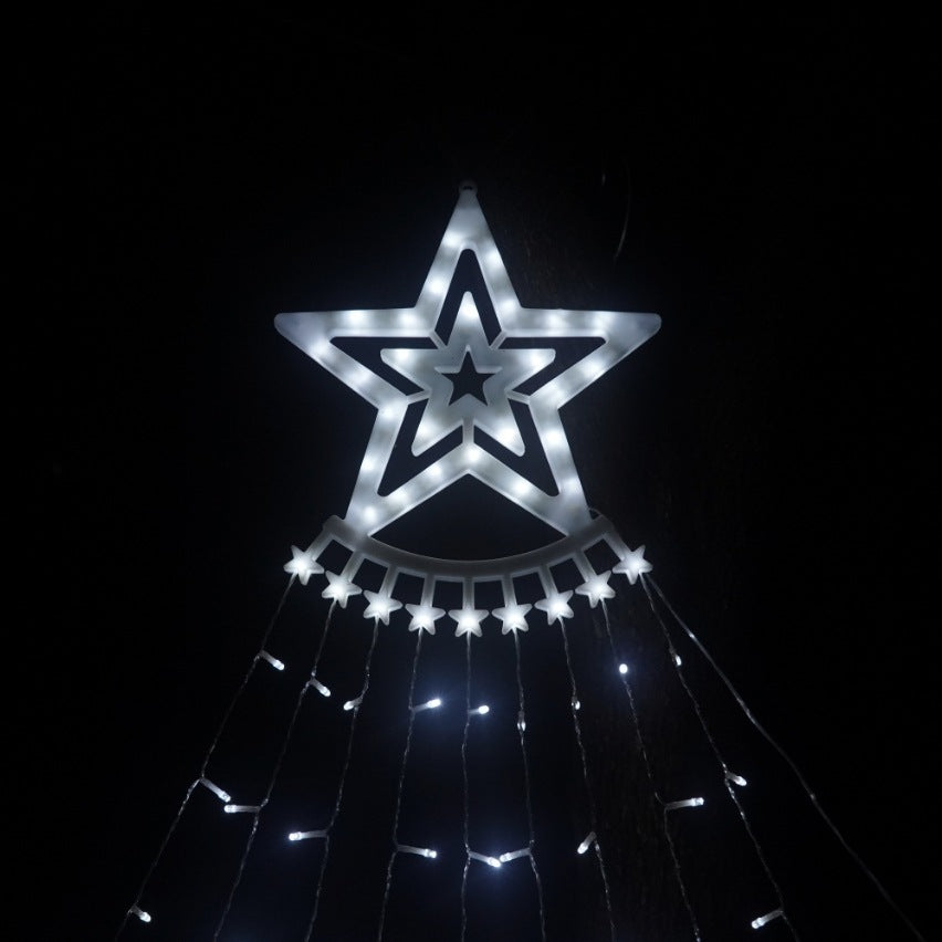 Led Five-Pointed Star Flowing Water Waterfall Light